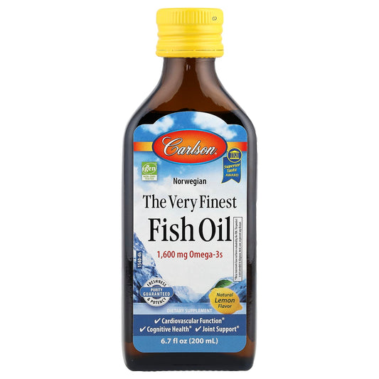 Carlson Norwegian The Very Finest Fish Oil, Natural Lemon, 200 ml (6.7 fl oz)
