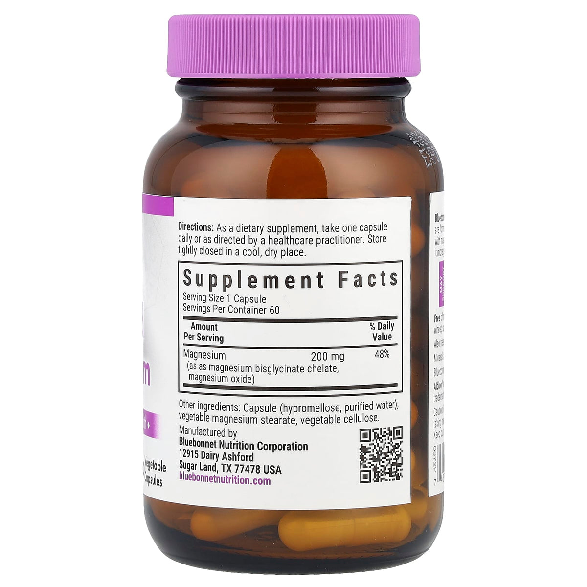 Bluebonnet Nutrition Buffered Chelated Magnesium, 60 Vegetable Capsules - view 2