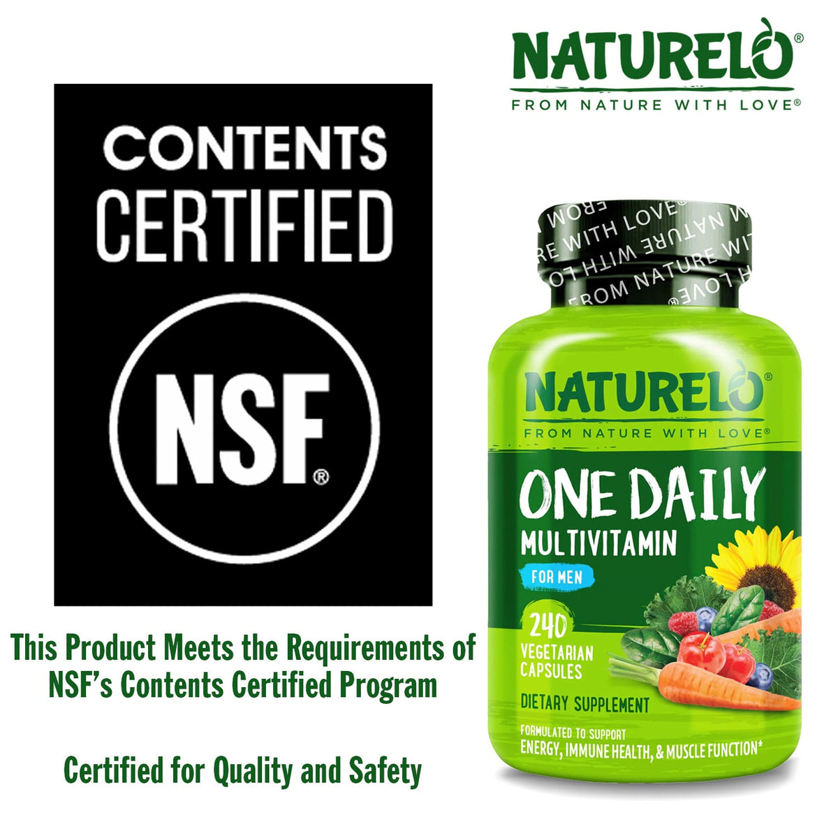 NATURELO One Daily Multivitamin for Men, 240 Vegetarian Capsules - view 6