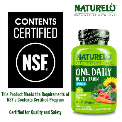 NATURELO One Daily Multivitamin for Men, 240 Vegetarian Capsules - view 6
