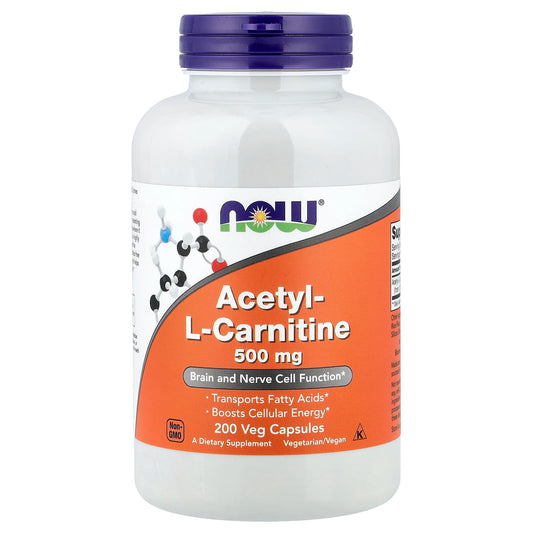 NOW Foods Acetyl-L-Carnitine 500 mg, 200 Veg Capsules