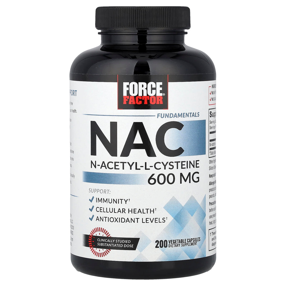 Force Factor Fundamentals NAC N-Acetyl-L-Cysteine, 600 mg, 200 Veg Capsules