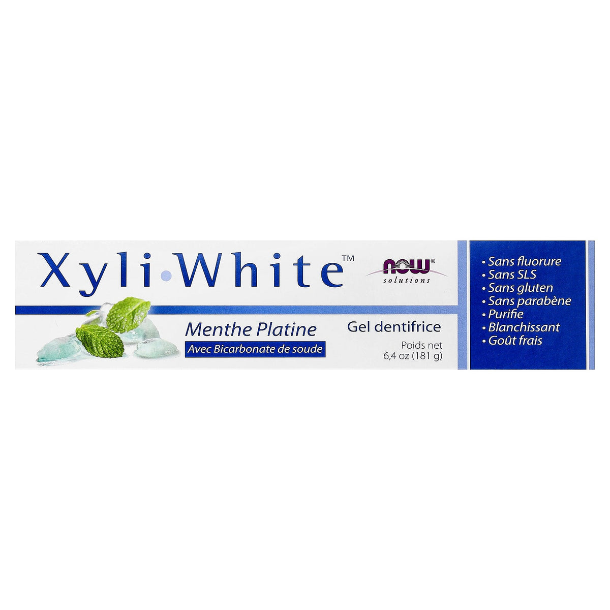NOW Foods XyliWhite Toothpaste Gel with Baking Soda, Platinum Mint, 181 g - view 2