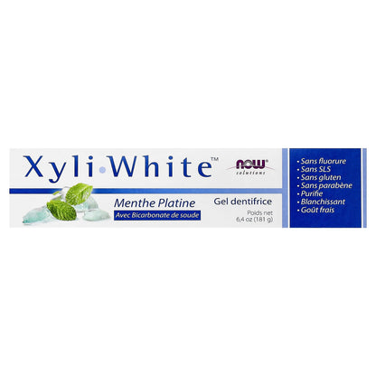 NOW Foods XyliWhite Toothpaste Gel with Baking Soda, Platinum Mint, 181 g - view 2