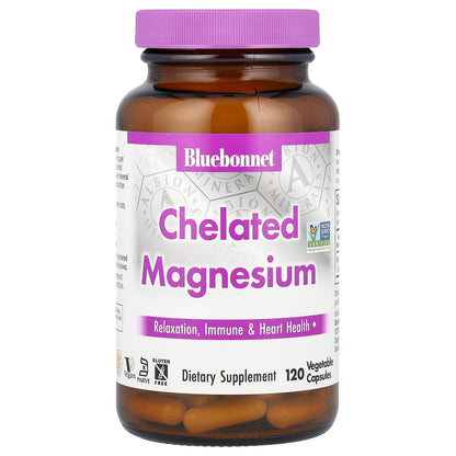 Bluebonnet Nutrition Chelated Magnesium, 120 Vegetable Capsules (100 mg Each)