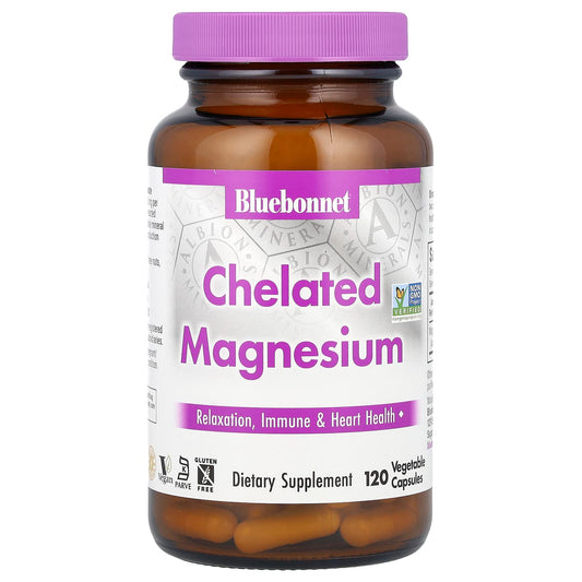 Bluebonnet Nutrition Chelated Magnesium, 120 Vegetable Capsules (100 mg Each)