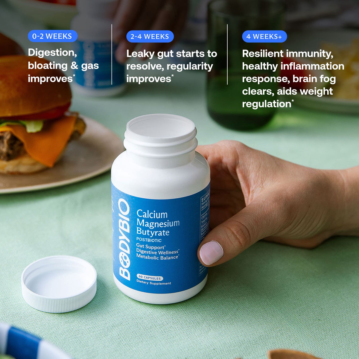 BodyBio Calcium Magnesium Butyrate, 100 Capsules - view 6