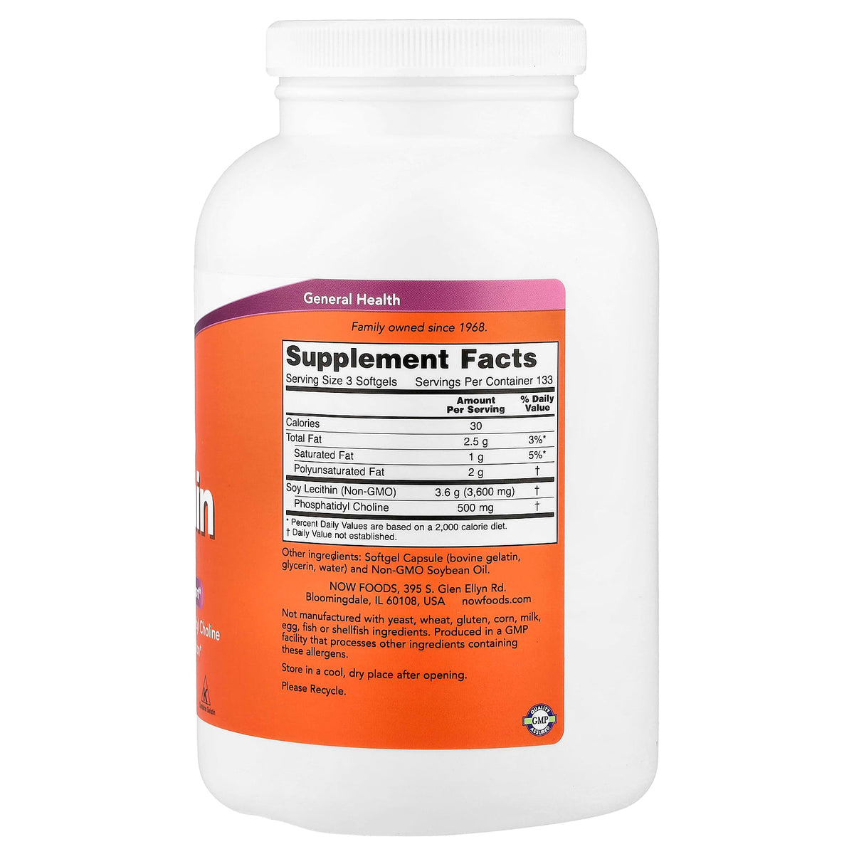 NOW Foods Non-GMO Lecithin, 400 Softgels — alternate product view