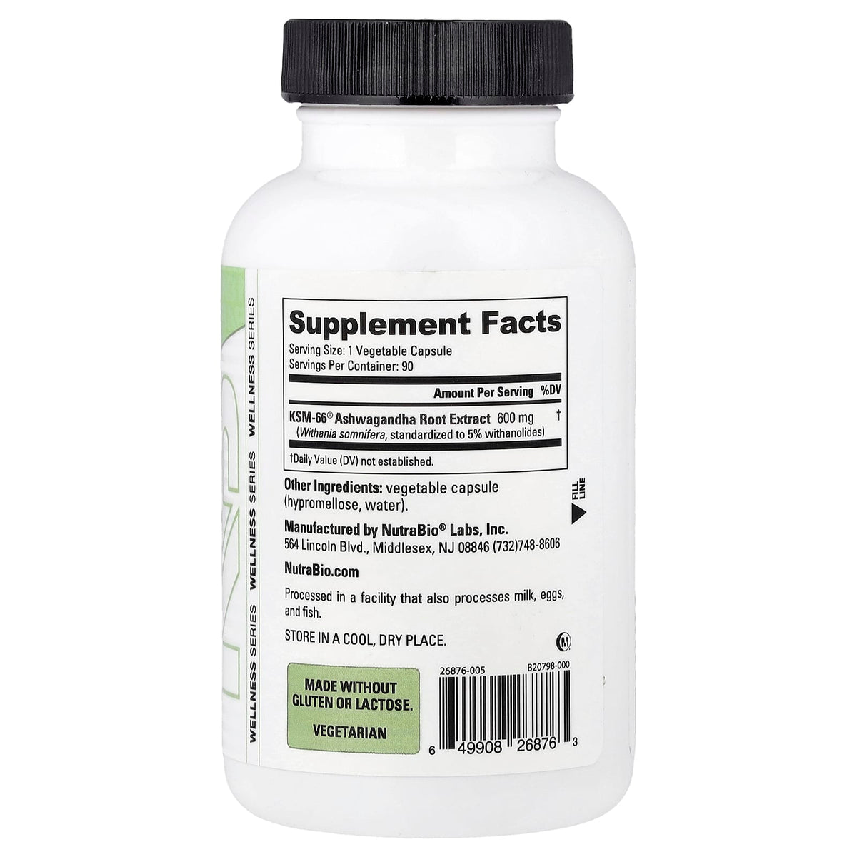 NutraBio KSM-66 Ashwagandha, 90 Capsules — alternate product view