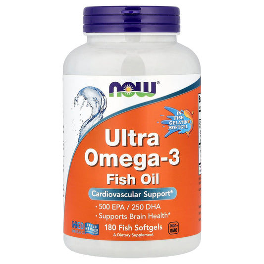 NOW Foods Ultra Omega-3 Fish Oil, 180 Fish Softgels