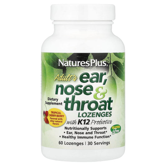 NaturesPlus Adult's Ear, Nose & Throat Lozenges K12, Cherry-Berry, 60 Lozenges
