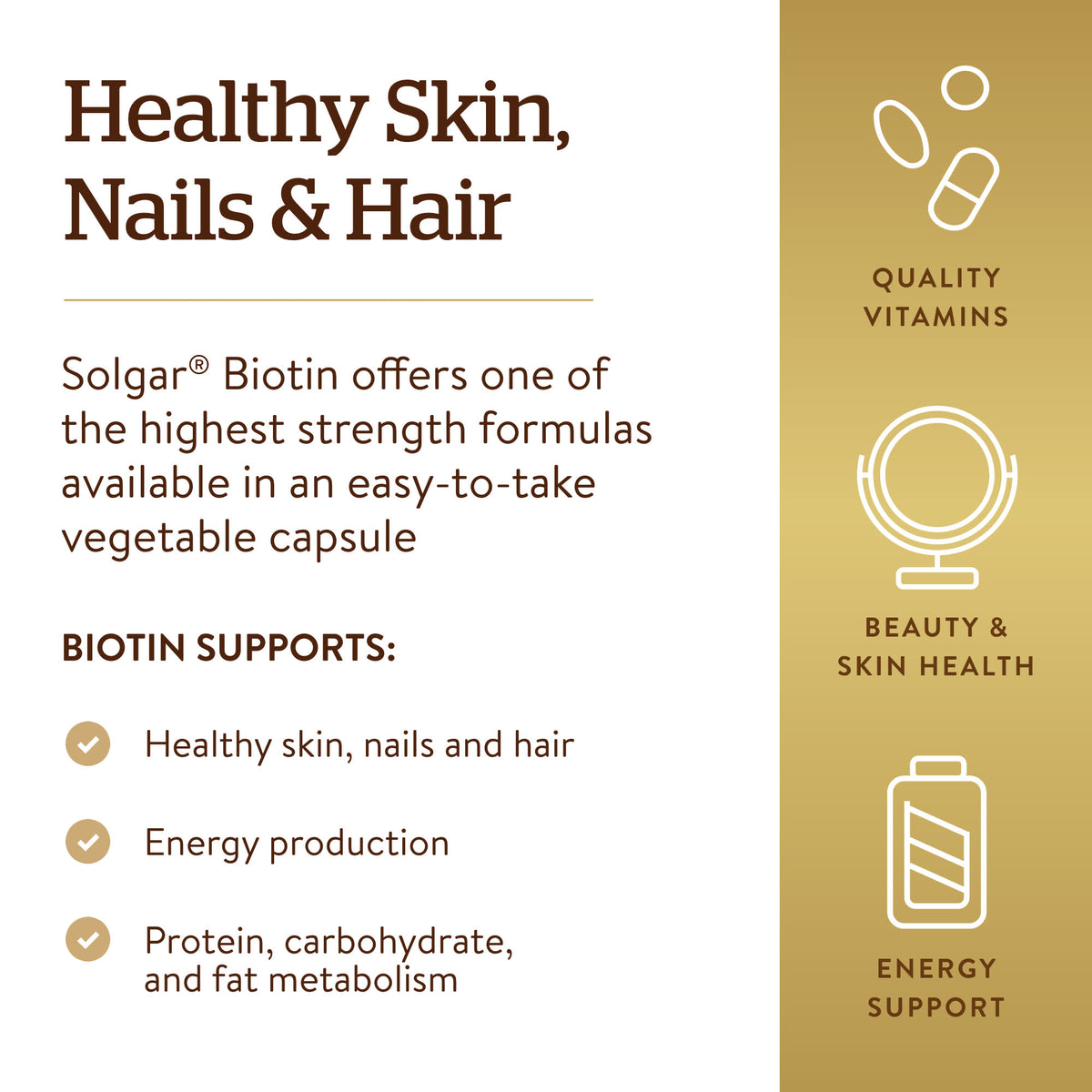 Solgar Super High Potency Biotin, 10,000 mcg, 120 Vegetable Capsules - view 5