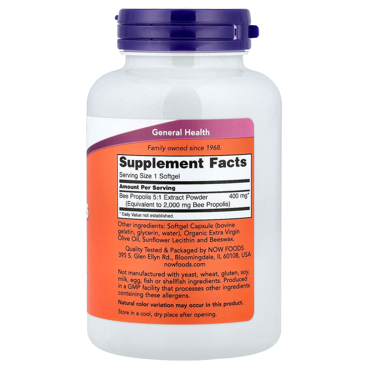 NOW Foods Propolis 2000, 5:1 Extract, 90 Softgels (400 mg per Softgel) — alternate product view