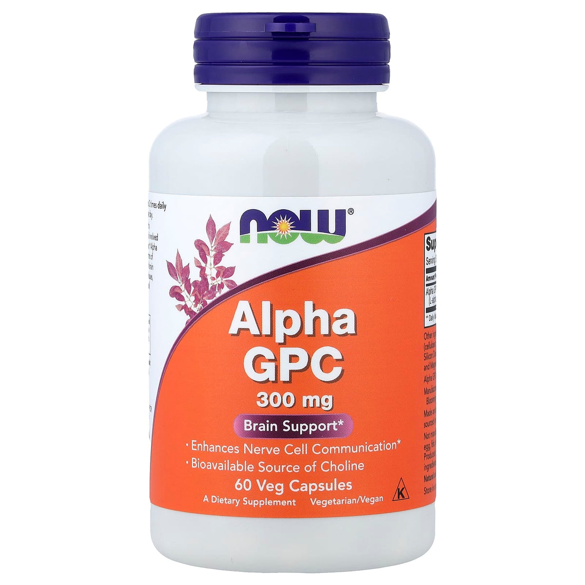 NOW Foods Alpha GPC 300 mg, 60 Veg Capsules