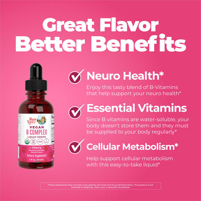 MaryRuth's Vegan B Complex Liquid Drops, Cherry, 30 ml (1 fl oz) - view 4