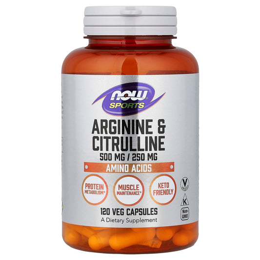 NOW Foods Sports Arginine & Citrulline, 120 Veg Capsules