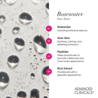 Advanced Clinicals Rosewater Toner Tone & Tighten Formula 237 ml (8 fl oz) - view 6