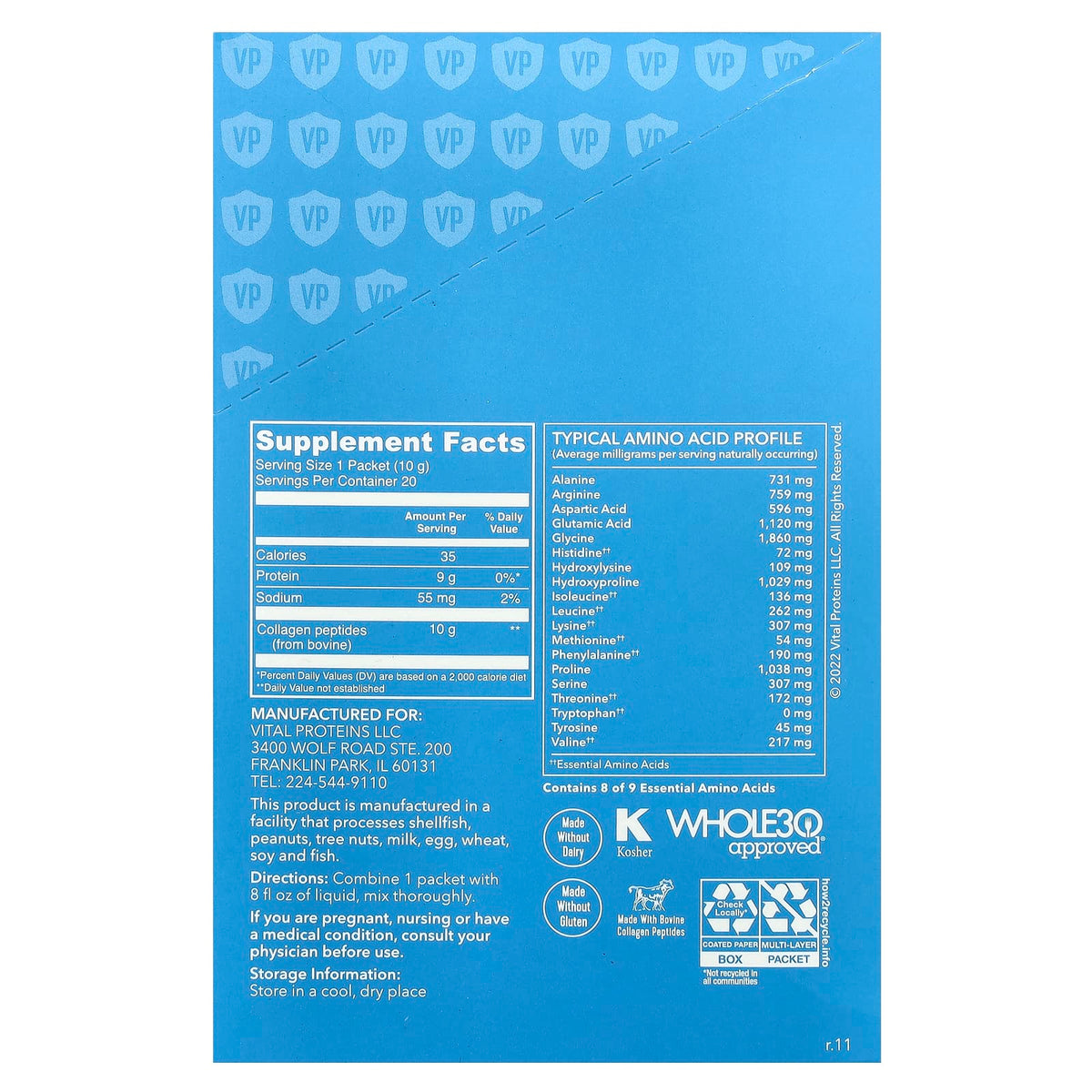 Vital Proteins Collagen Peptides, Unflavoured, 20 Packets, 10 g Each - view 2