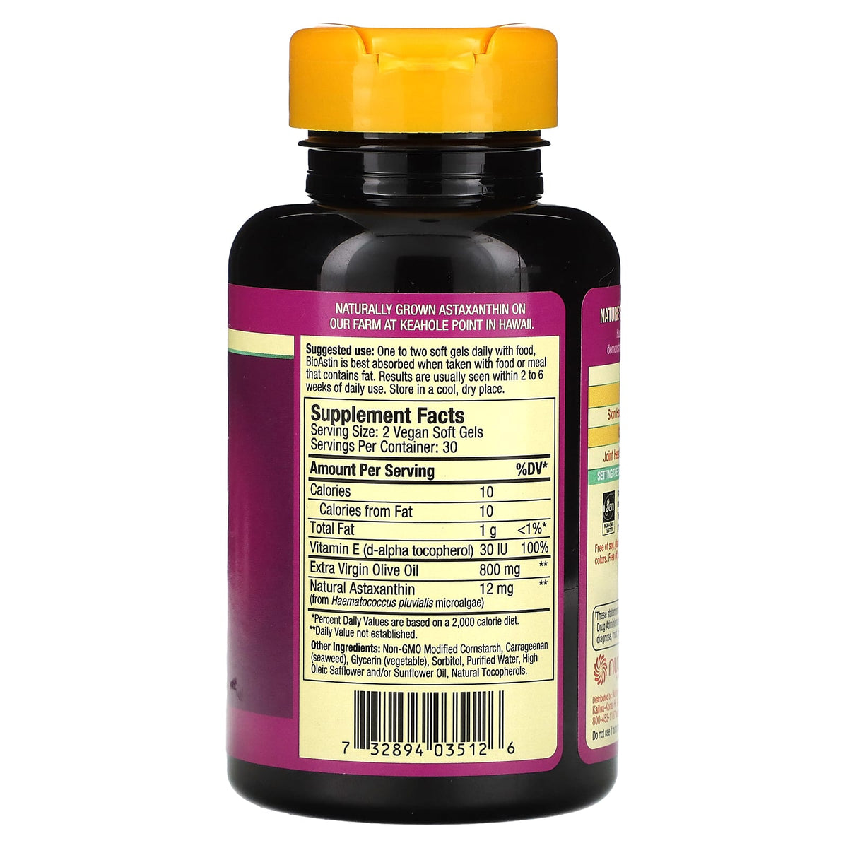 Nutrex Hawaii BioAstin Supreme Hawaiian Astaxanthin, 60 Vegan Soft Gels - view 2