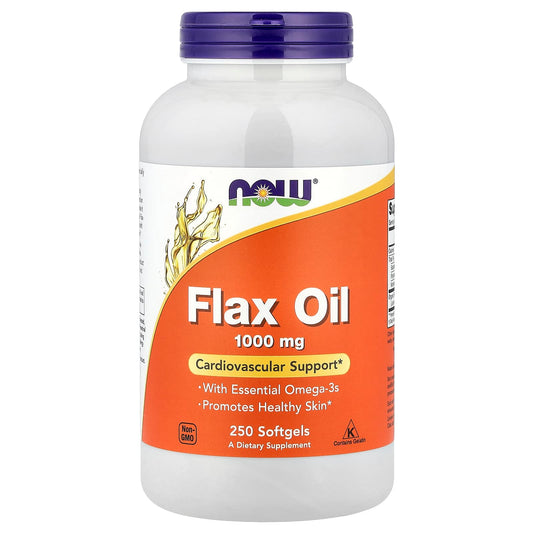 NOW Foods Flax Oil with Essential Omega-3's, 250 Softgels