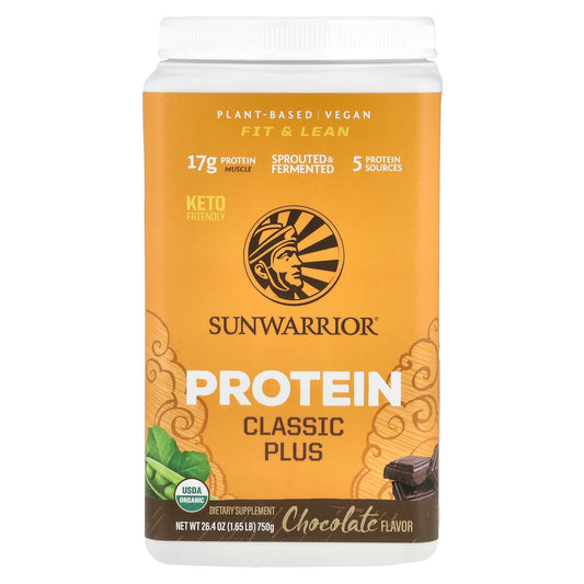 Sunwarrior Classic Plus Plant Protein, Chocolate, 750 g (1.65 lb)