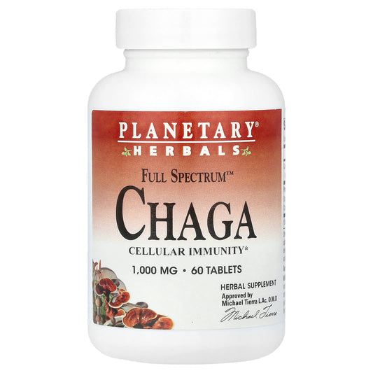 Planetary Herbals Full Spectrum Chaga, 1,000 mg, 60 Tablets