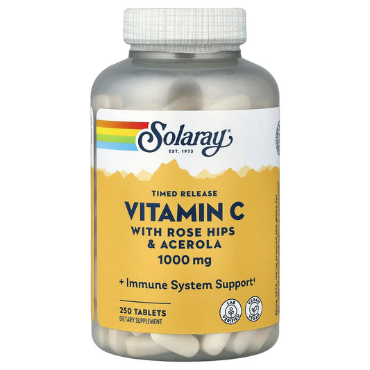 Solaray Timed Release Vitamin C with Rose Hips & Acerola 1,000 mg, 250 Tablets