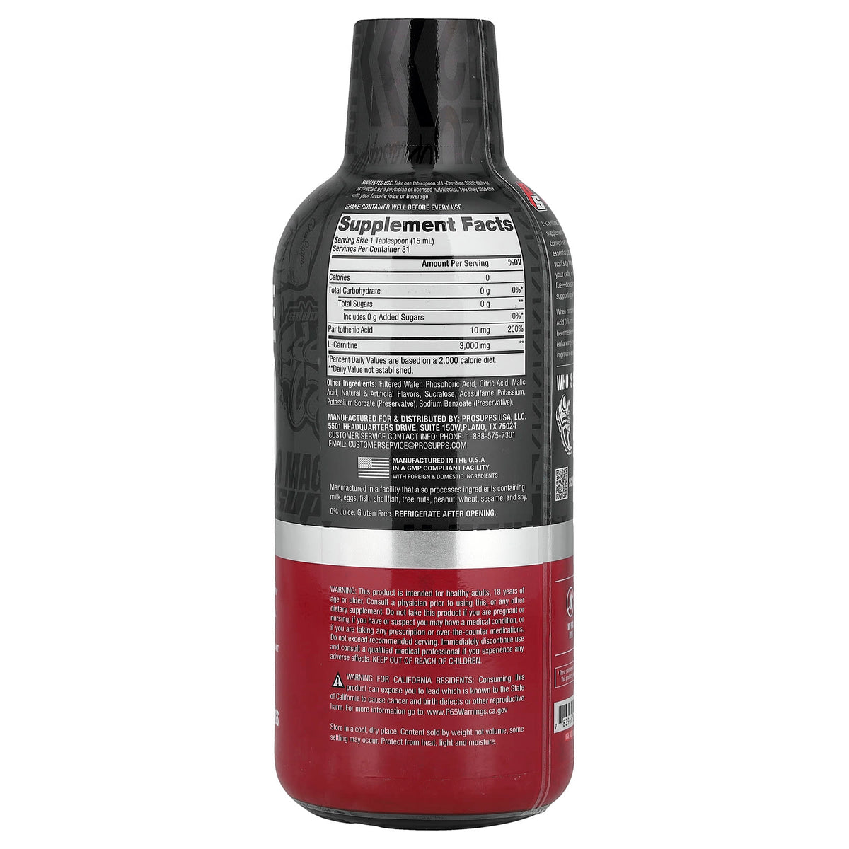 ProSupps L-Carnitine 3000 Liquid Shots, Berry, 473 ml (16 fl oz) — alternate product view