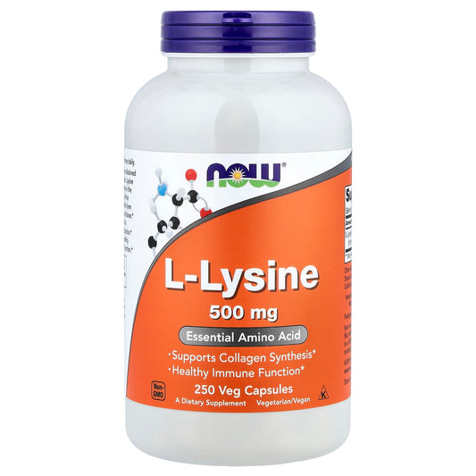 NOW Foods L-Lysine, 500 mg, 250 Veg Capsules