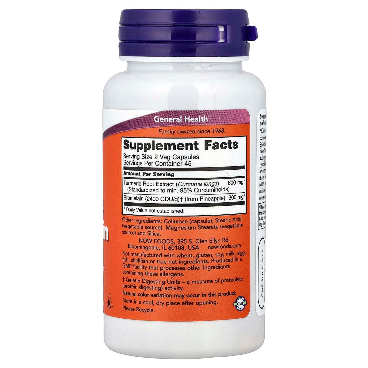 NOW Foods Turmeric & Bromelain, 90 Veg Capsules — alternate product view
