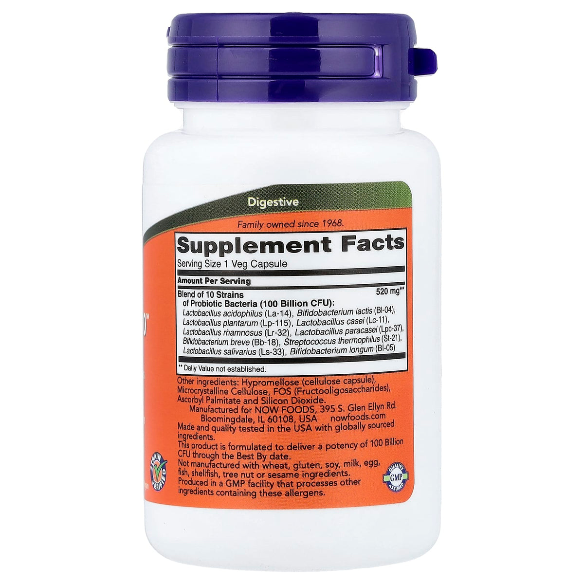 NOW Foods Probiotic-10, 30 Vegetable Capsules - view 2