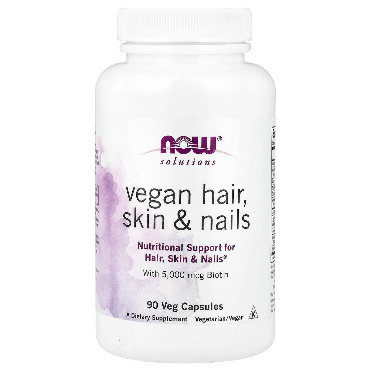 NOW Foods Solutions Vegan Hair, Skin & Nails, 90 Veg Capsules — product view