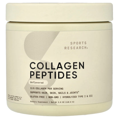 Sports Research Collagen Peptides Unflavoured, 3.9 oz (110.6 g)