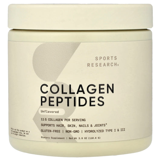Sports Research Collagen Peptides Unflavoured, 3.9 oz (110.6 g)