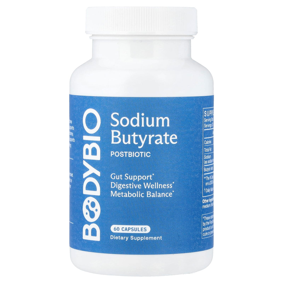 BodyBio Sodium Butyrate, 60 Capsules