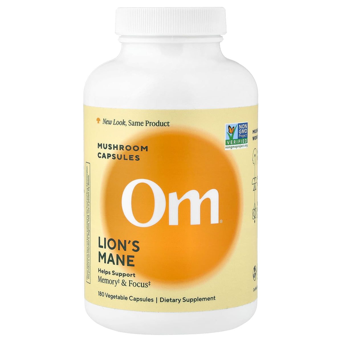 Om Mushrooms Lion's Mane Mushroom Capsules, 666 mg, 180 Veg Capsules
