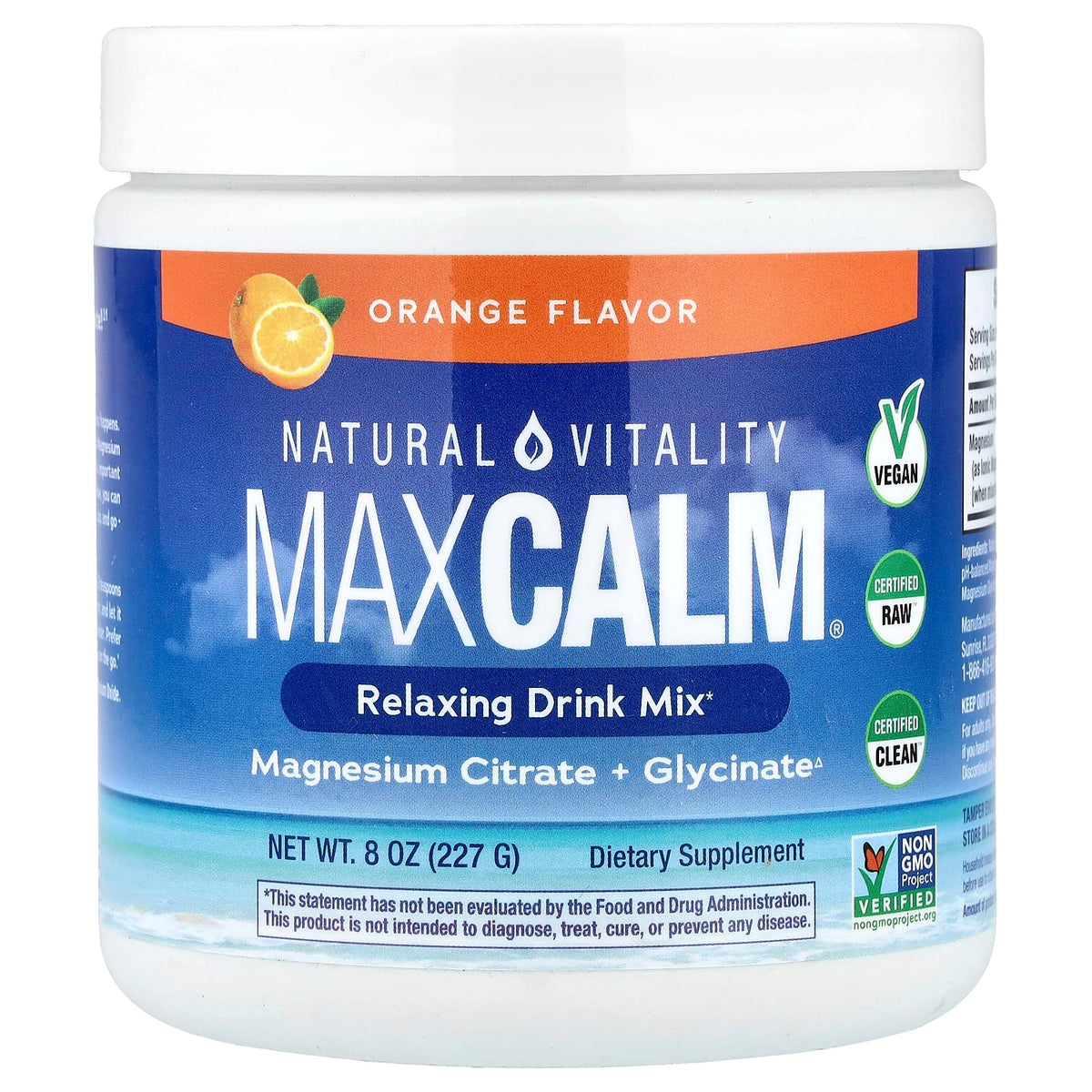 Natural Vitality MaxCalm Relaxing Drink Mix, Orange, 227 g (8 oz)