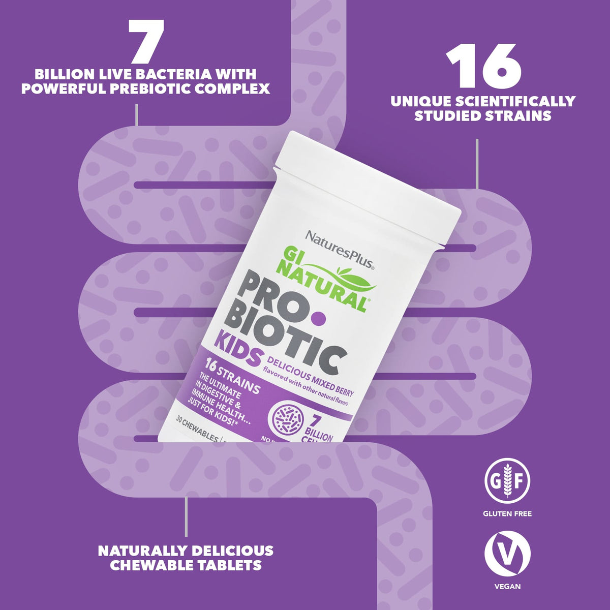 NaturesPlus GI Natural Probiotic Kids Mixed Berry 30 Chewables - view 4