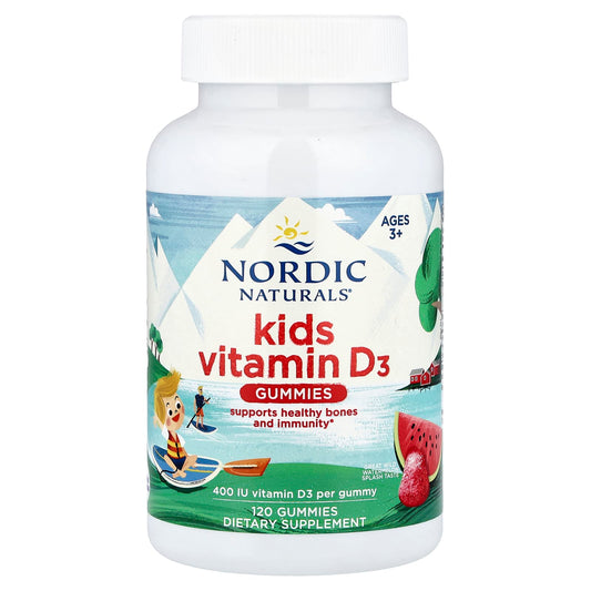Nordic Naturals Kids Vitamin D3 Gummies, Wild Watermelon Splash, 120 Count