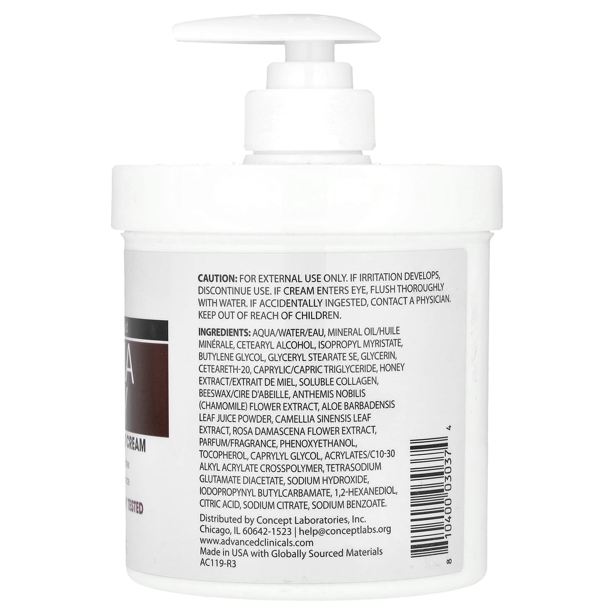 Advanced Clinicals Manuka Honey Restore + Hydrate Body Cream 454 g (16 oz) - view 2