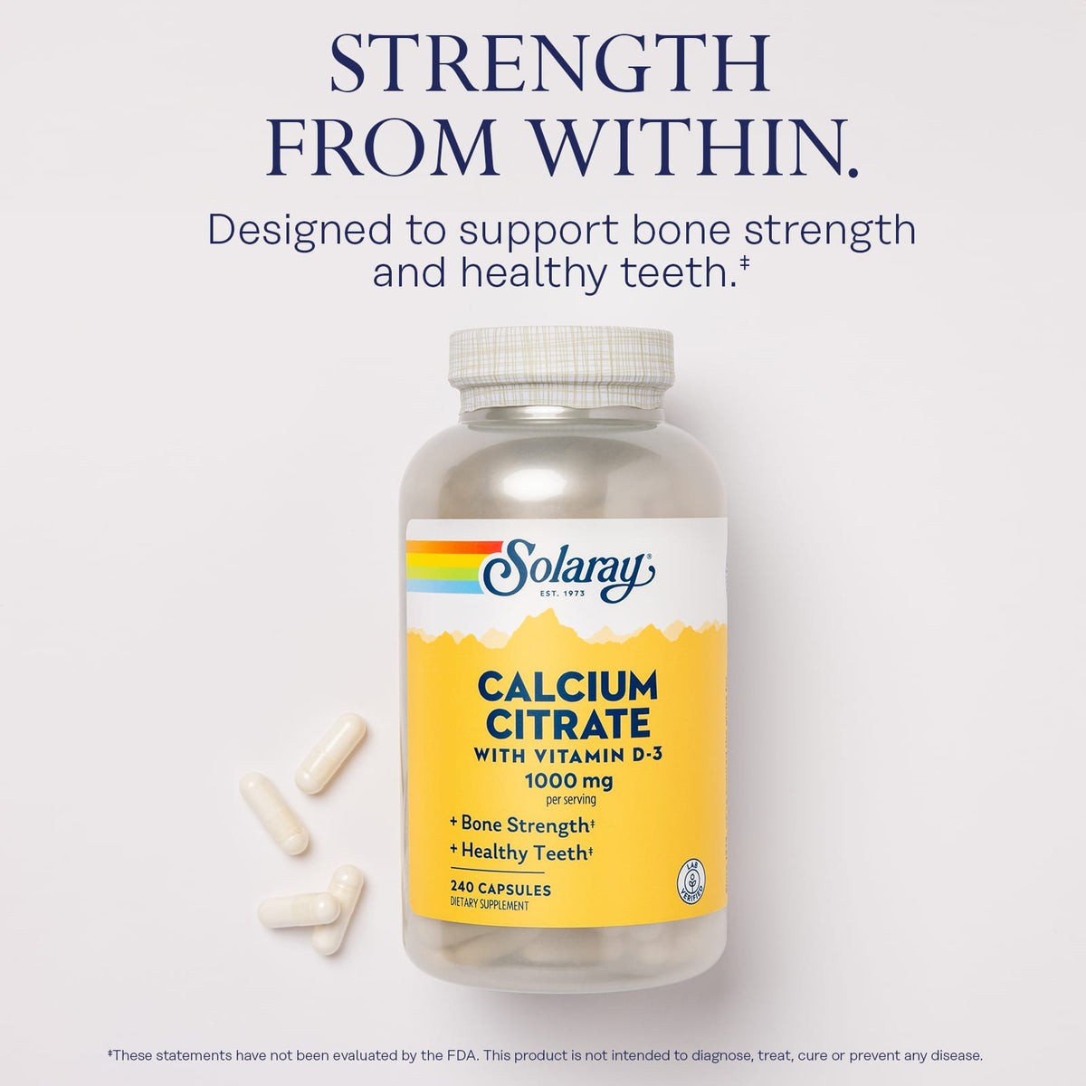 Solaray Calcium Citrate with Vitamin D-3, 240 Capsules - view 3