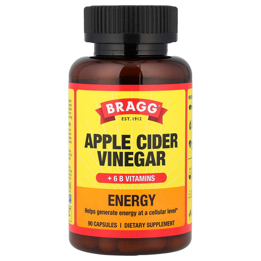 Bragg Energy Apple Cider Vinegar + 6 B Vitamins, 90 Capsules