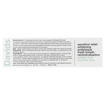 Davids Sensitive + Whitening Toothpaste, Natural Peppermint, 50 g - view 3