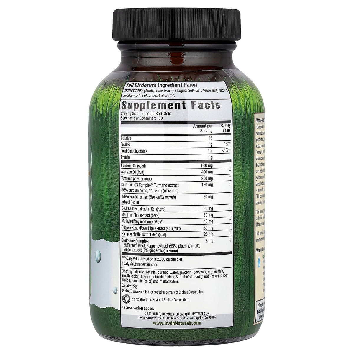Irwin Naturals Whole-Body Turmeric + Curcumin C3 Complex, 60 Liquid Soft-Gels - view 2