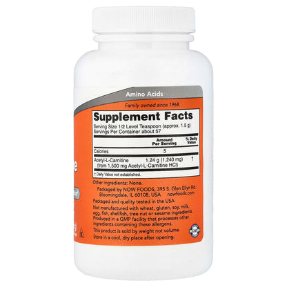NOW Foods Acetyl-L-Carnitine Pure Powder, 85 g (3 oz) - view 2
