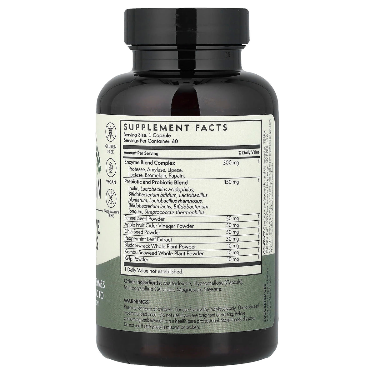 Terra Origin Healthy Digestive Enzymes, 60 Vegetarian Capsules — alternate product view