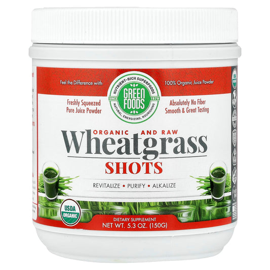 Green Foods Organic and Raw Wheatgrass Shots, 150 g (5.3 oz)