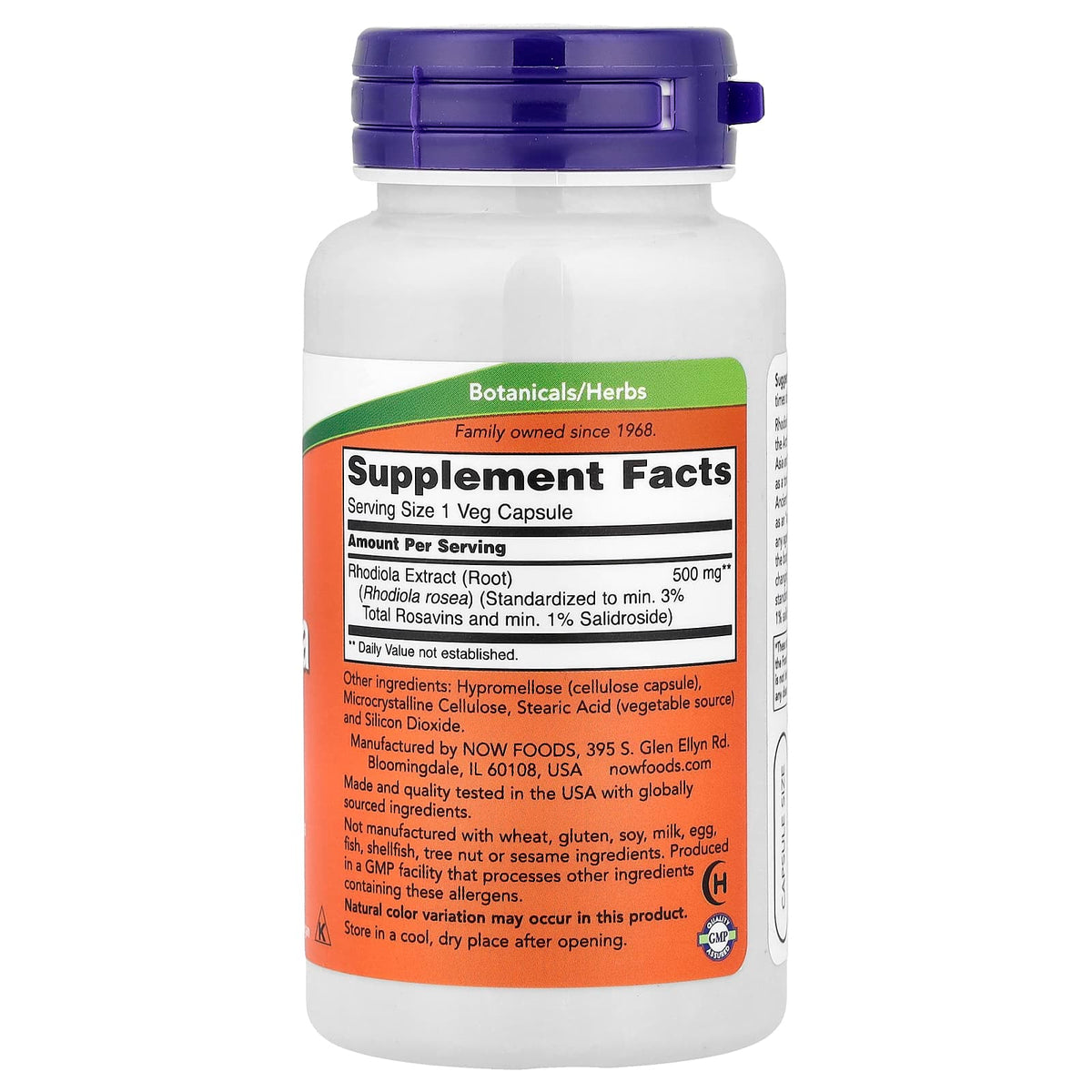 NOW Foods Rhodiola 500 mg, 60 Veg Capsules - view 2