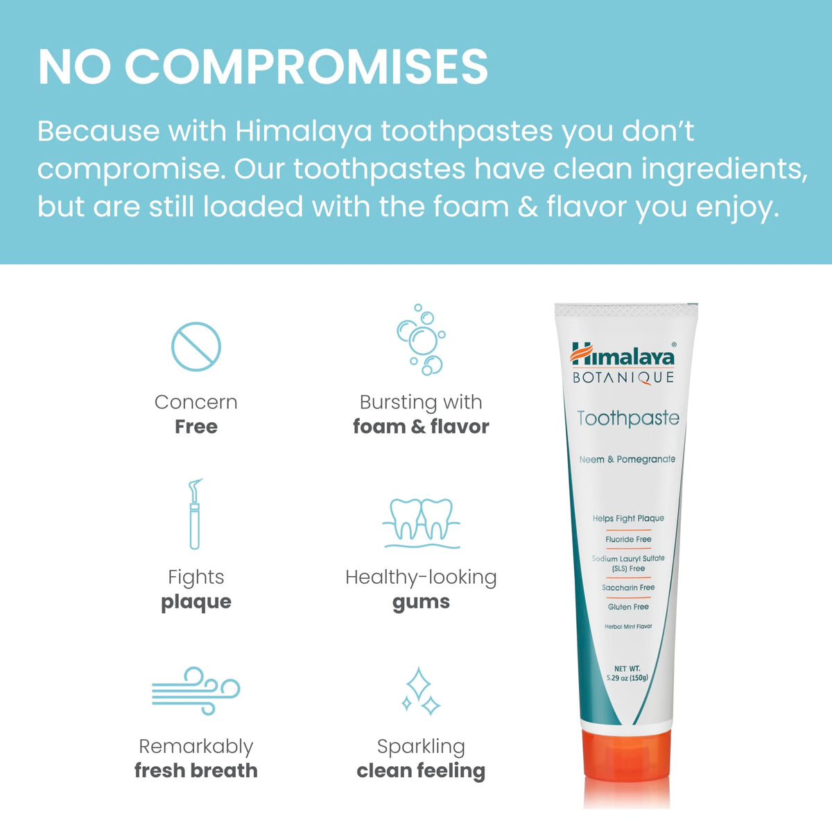 Himalaya Botanique Toothpaste, Neem & Pomegranate, Herbal Mint, 150 g - view 6