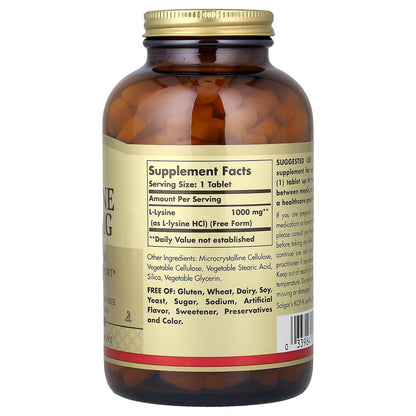 Solgar L-Lysine, Free Form, 1,000 mg, 250 Tablets - view 2